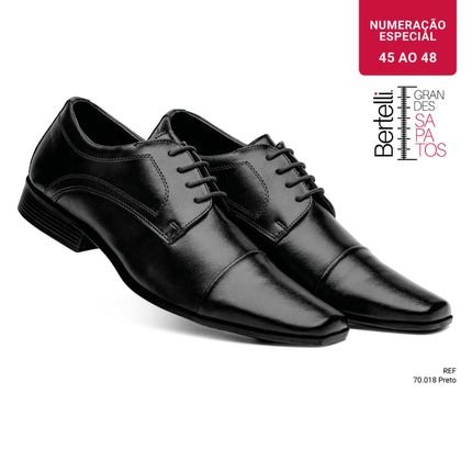 Sapato Social Casual Masculino Premium Tamanho Especial Grande Confortável Preto - Marca Bertelli
