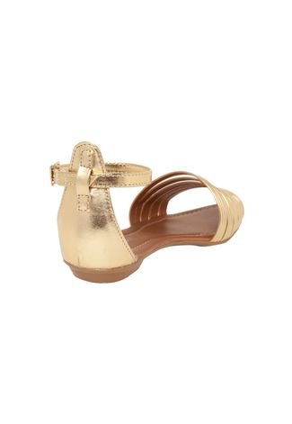 Rasteira DAFITI SHOES Tiras Dourada - Compre Agora