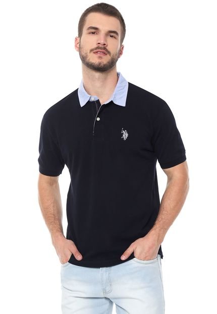 Camisa Polo U.S. Polo Reta Logo Preta - Marca U.S. Polo