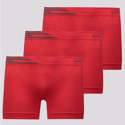 Kit de 3 Cuecas Boxer Lupo Fiber Vermelha - Marca Lupo