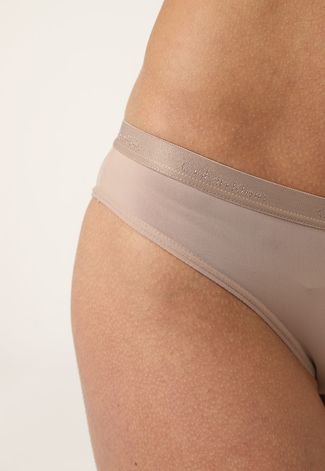 Calcinha Calvin Klein Underwear Tanga Microfibra Soft Touch Bege