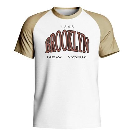 Camisa Camiseta Raglan Masculina de Algodão Gola Redonda Brooklyn - Marca Opice