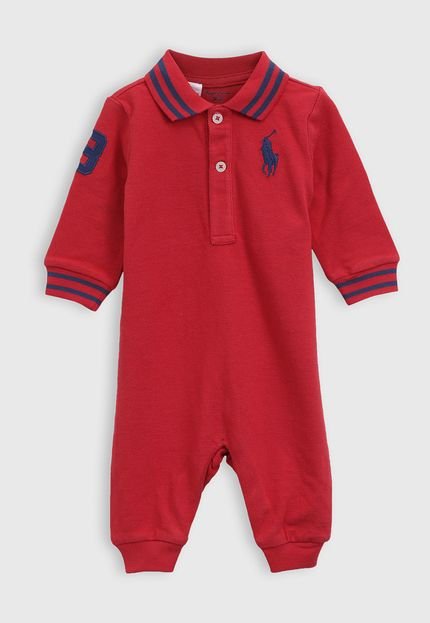 Macacão Polo Ralph Lauren Infantil Logo Vermelho/Azul - Marca Polo Ralph Lauren