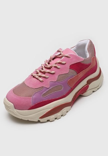 Tênis Dad Sneaker Chunky Forever 21 Recortes Rosa/Roxo - Marca Forever 21