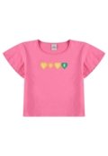 Conjunto Infantil Cropped Manga Evasê Love Pink - Marca VIDA COSTEIRA