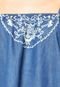 Blusa Ciganinha Jeans Fiya Lady Bordados Azul - Marca Fiya Lady