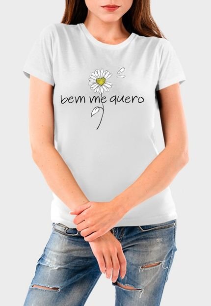 Camiseta Feminina Branca Margarida Algodão Premium Benellys - Marca Benellys