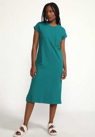 Vestido Hering Midi Bolso Verde - Compre Agora