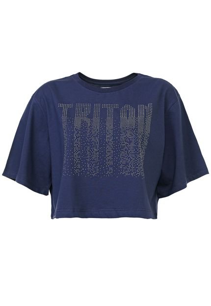 Camiseta Cropped Triton Aplicações Azul-Marinho - Marca Triton