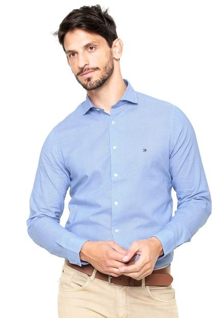 Camisa Tommy Hilfiger Regular Fit Estampada Azul - Marca Tommy Hilfiger