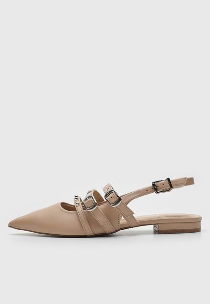 Sapatilha Slingback Via Marte Tachas Bege - Marca Via Marte