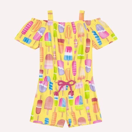 Macaquinho Infantil Menina Kyly Amarelo - Marca Kyly