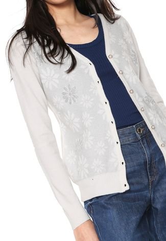 Cardigan Facinelli by MOONCITY Tricot Strass Branco