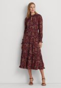 Vestido Lauren Ralph Lauren Midi Estampado Vinho - Marca Lauren Ralph Lauren