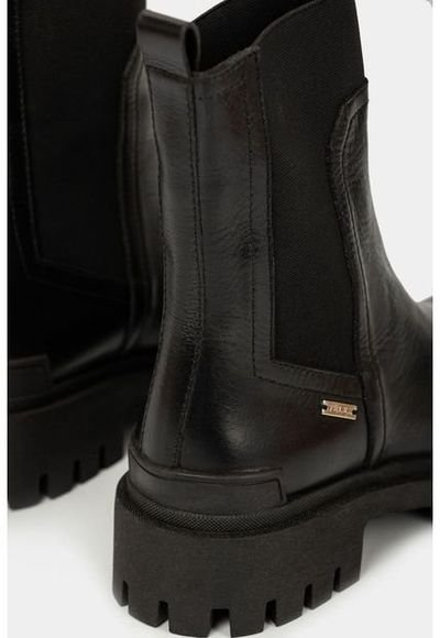 Botines Chunky Storni De Cuero Para Mujer El stico Negro Compra