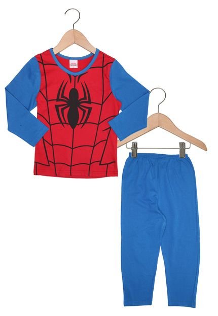 Pijama Longo Evanilda Marvel Homem Aranha Azul/Vermelho - Marca Evanilda
