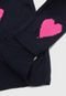 Cardigan Kyly Infantil Tricot Coração Azul-Marinho - Marca Kyly