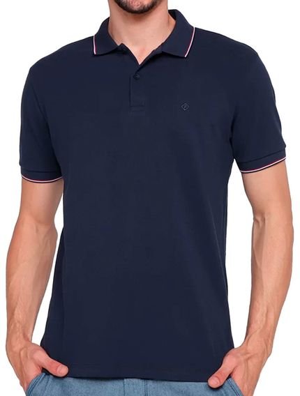 Polo Forum Masculina Muscle Piquet Tipped Collar Azul Marinho - Marca Forum