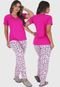 Pijama Manga Curta e Calça Comprida Estações Click Mais Bonita Estampado Rosa - Marca Click Mais Bonita