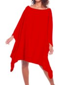 Vestido Kaftan Saída Curto Acetinado Liso Vermelho - Marca 101 Resort Wear