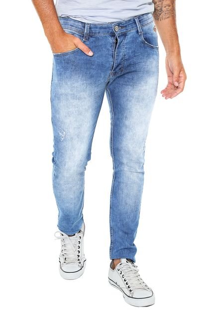 Calça Jeans Gangster Slim Bordado Azul - Marca Gangster