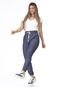Calça Feminina Jogger Jeans Conforto Cintura Alta 16046 Azul - Marca ALMAC