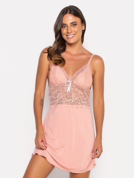 Camisola Bravaa Store Renda Transparência Dormir Alcinha Pijama Sexy 290 Rosa - Marca BRAVAA STORE