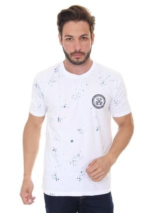 Camiseta John John Masculina Regular Splashed Live It Branca