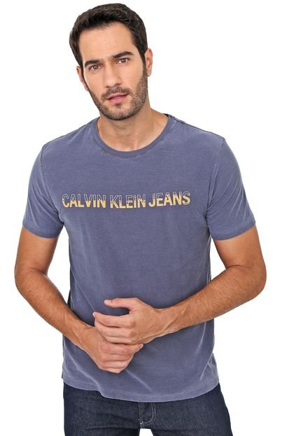 Camiseta Calvin Klein Jeans Lettering Azul - Marca Calvin Klein Jeans