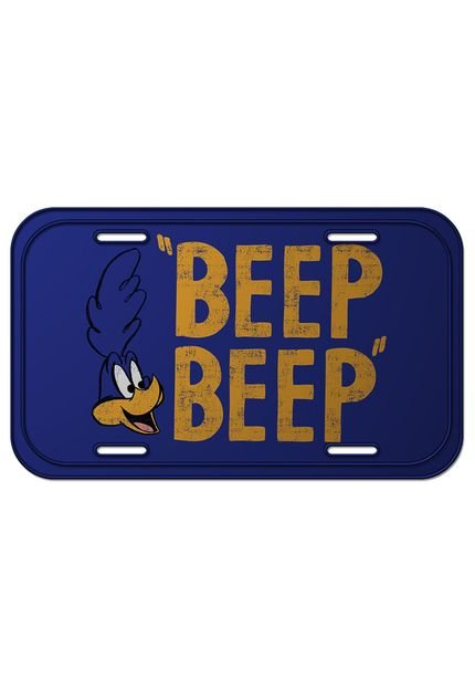 Placa de Parede Urban Looney Tunes Metal Road Runner Beep Beep 15x30cm Azul - Marca Urban