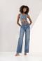 Blusa Jeans Cropped com Decote Transpassado - Marca Lez a Lez