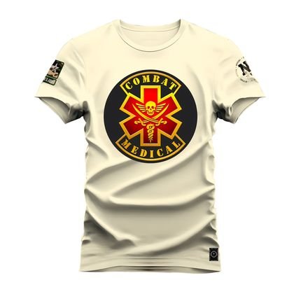 Camiseta Plus Size Algodão Estampada Premium Combat Medical  - Pérola - Marca Nexstar