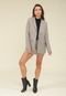 Blazer Pop Me Alfaiataria Xadre Bolso Bege - Marca Pop Me