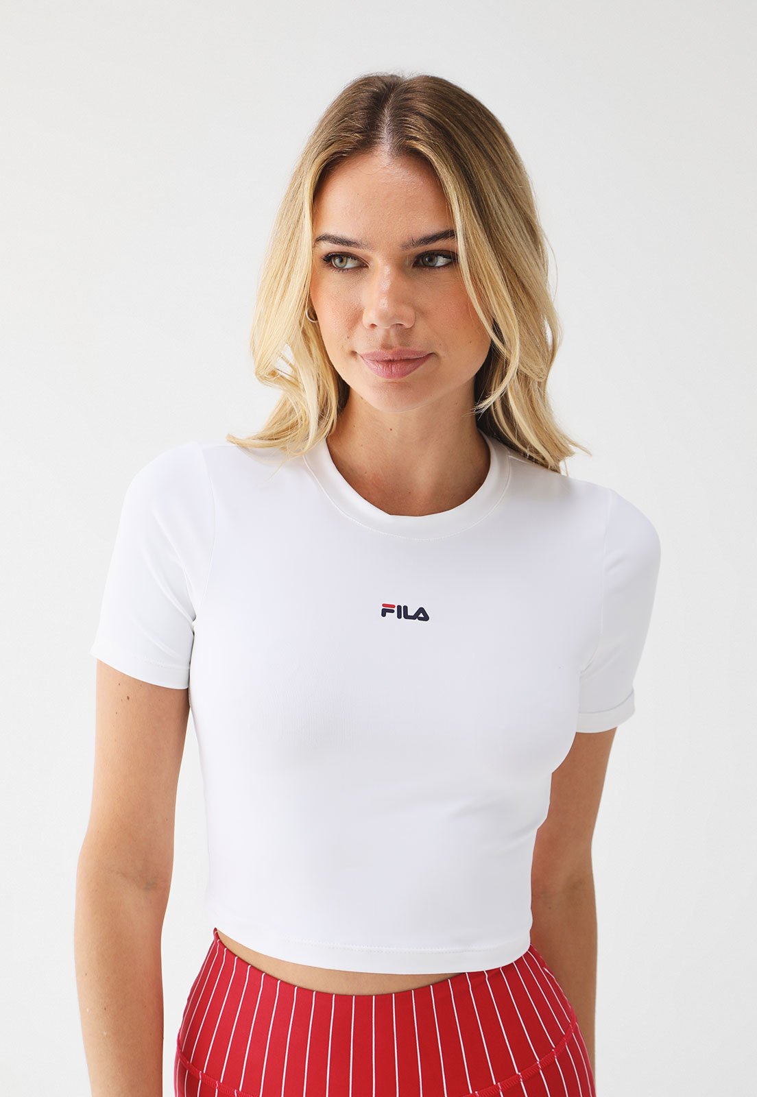 Camiseta Cropped Fila Ajustada Essential Branca - Marca Fila