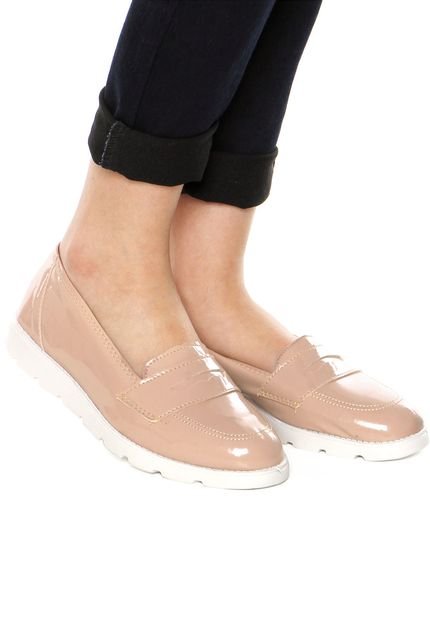 Mocassim Flatform DAFITI SHOES Pespontos Nude - Marca DAFITI SHOES