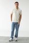 Camisa Polo Tommy Jeans Reta Icon Bordado Off-White - Marca Tommy Jeans