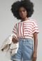 Camiseta Cropped Forever 21 Listrada Off-White - Marca Forever 21