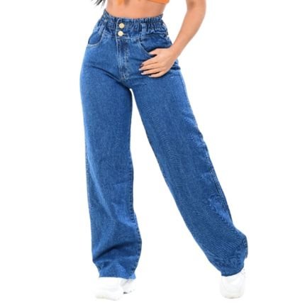 Calça Jogger Jeans Feminina Cintura Alta - Marca O Rei do Brás