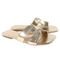 Sandália Rasteira Feminina Quadrada Ouro Dourado Conforto Elegante - Marca Feminy Calçados