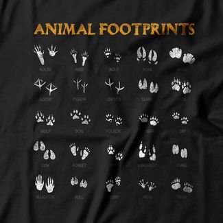 Camiseta Feminina Pegadas De Animais - Preto