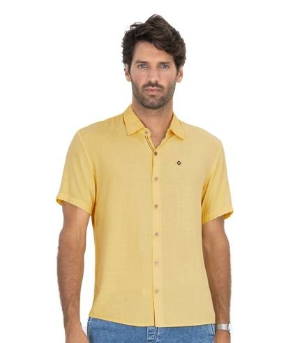 Camisa Masculina Em Viscose Slub Diametro Amarelo - Marca Diametro