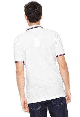 Camisa Polo Tommy Hilfiger Reta Tonal Texture Branca