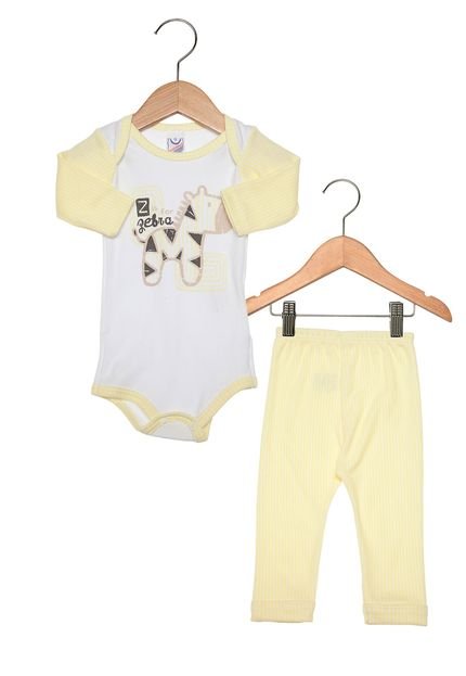 Conjunto Babynha Listrado Infantil Amarelo - Marca Babynha