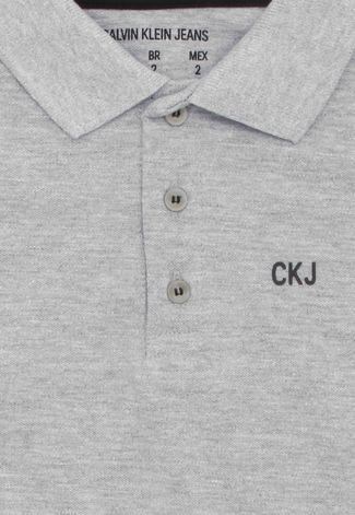 Camisa Polo Calvin Klein Kids Menino Logo Cinza