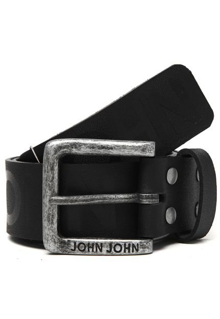 Cinto Couro John John Monograma Preto - Marca John John