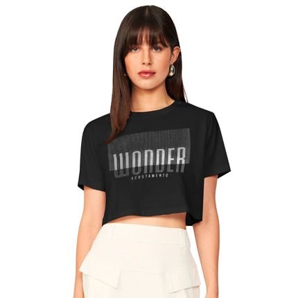 Blusa Acostamento Cropped Shine Pr25 Preto Feminino - Marca Acostamento