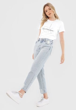 Calvin Klein Jeans Blusa ML Recortes Sustainable Off White BL569 - Transwear