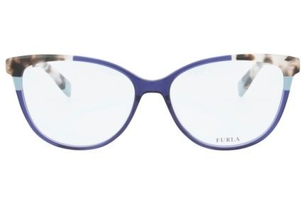 Óculos de Grau Furla VFU134 0T31/53 Azul/Tartaruga - Marca Furla
