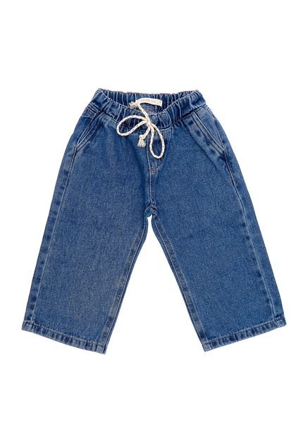 Calça Jeans Bebê Menina Wide Leg Azul Azul - Marca Crawling