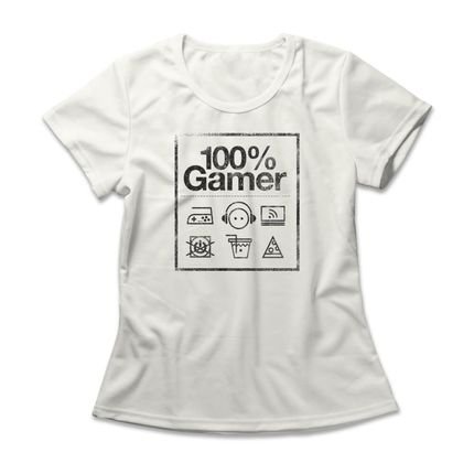 Camiseta Feminina Gamer Care Label - Off White - Marca Studio Geek 
